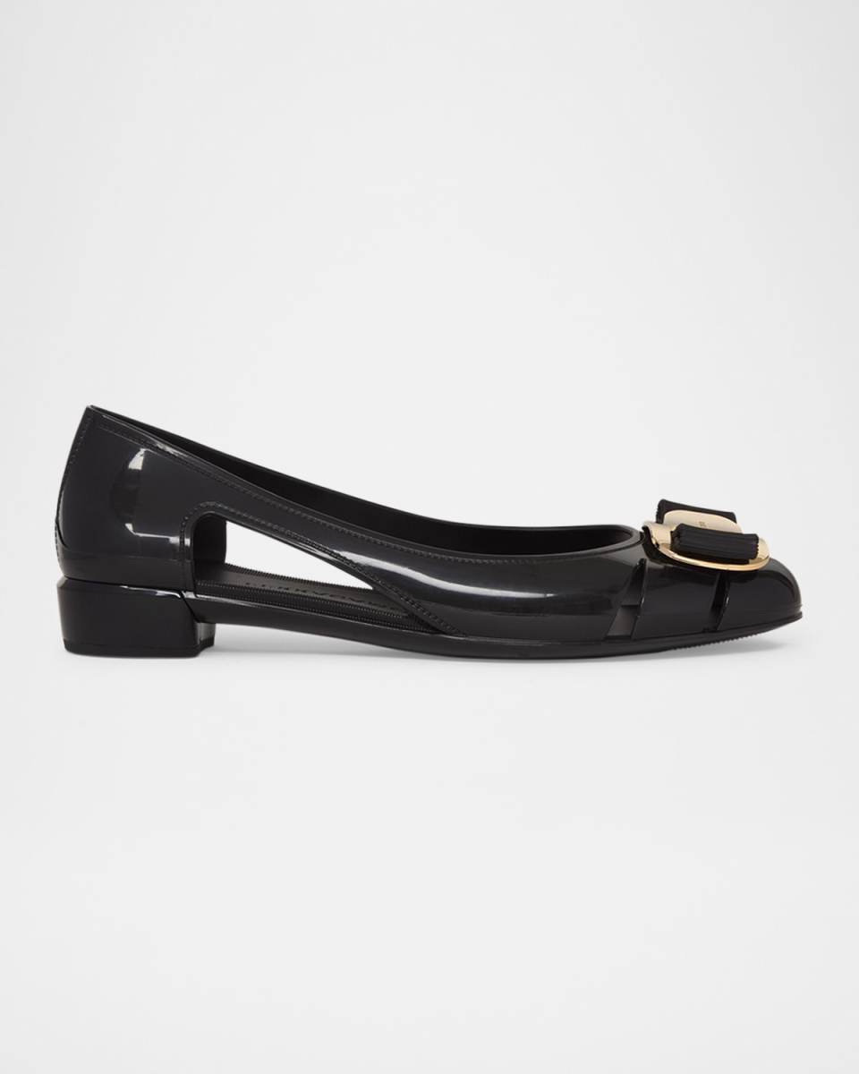 Nara Jelly Cutout Bow Ballerina Flats